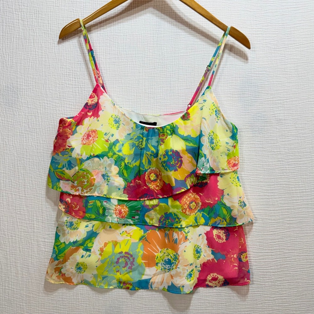 Sofia by Sofia Vergara Cami Top Womens Medium Multi Floral Ruffle‎ Tropical